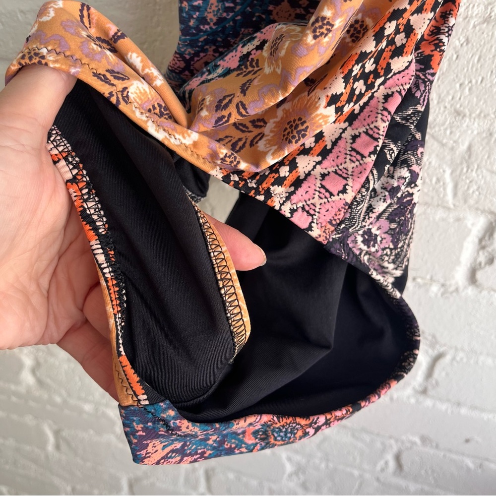 Garnet Hill Floral and Paisley One Piece Swimsuit - Black, Orange, Blue - Picture 13 of 16